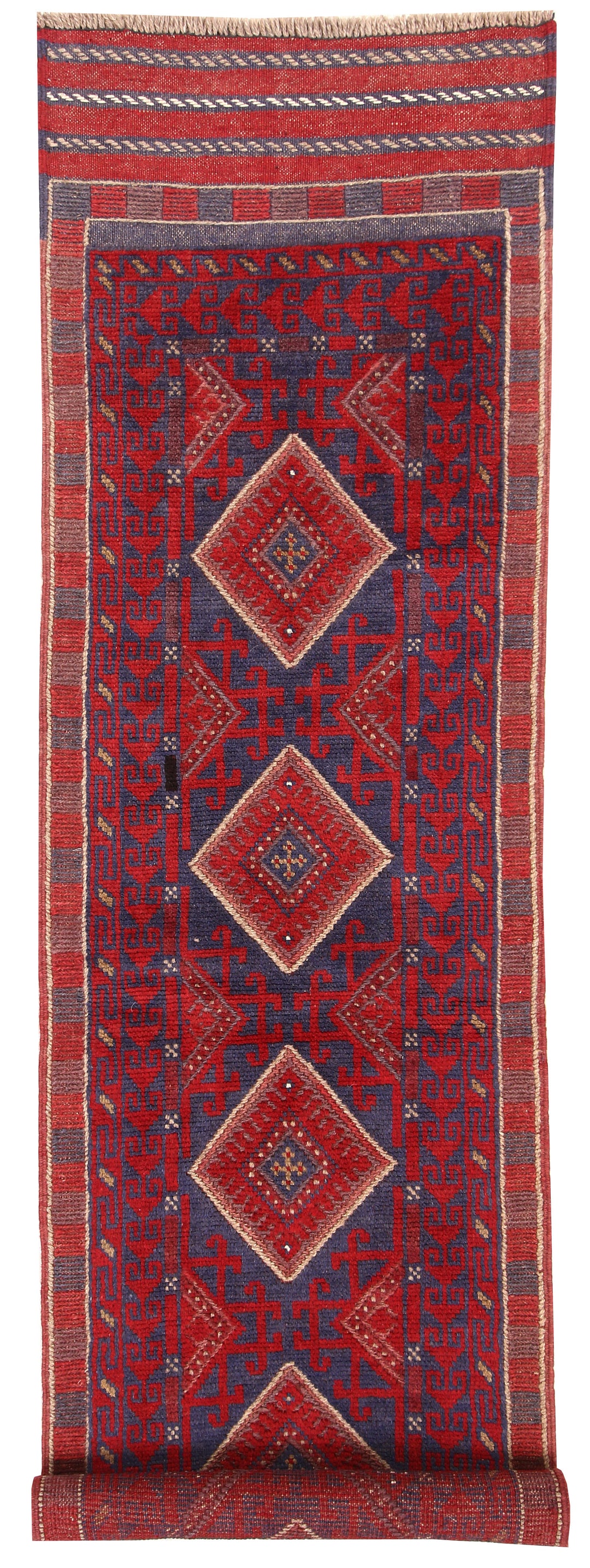 Dark Red Mashwani 2' 2 x 8' - No. 63652 - ALRUG Rug Store