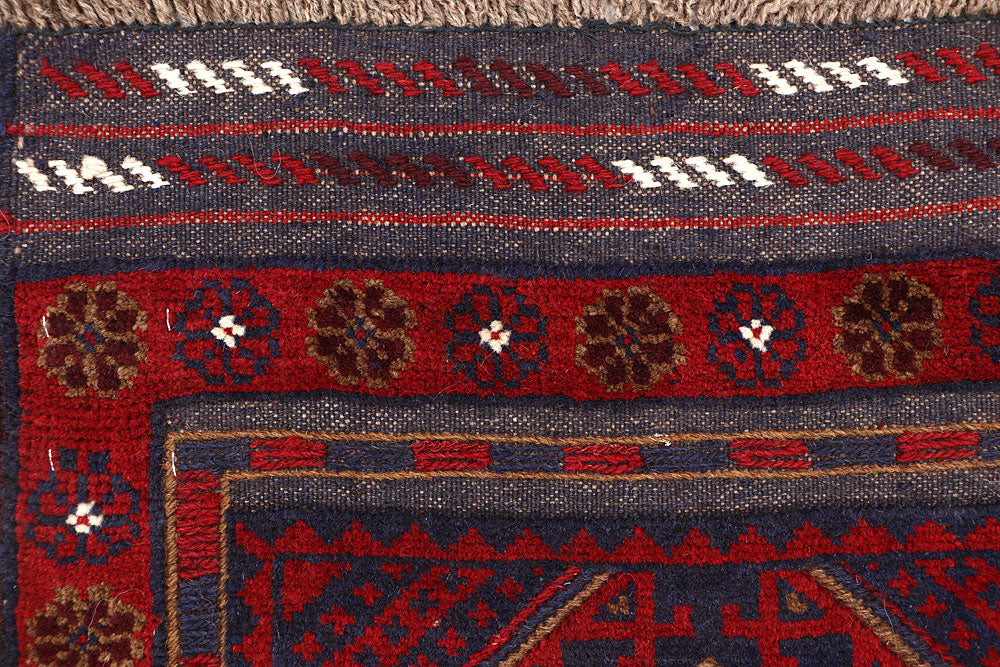 Dark Red Mashwani 1' 10 x 7' 5 - No. 63654 - ALRUG Rug Store