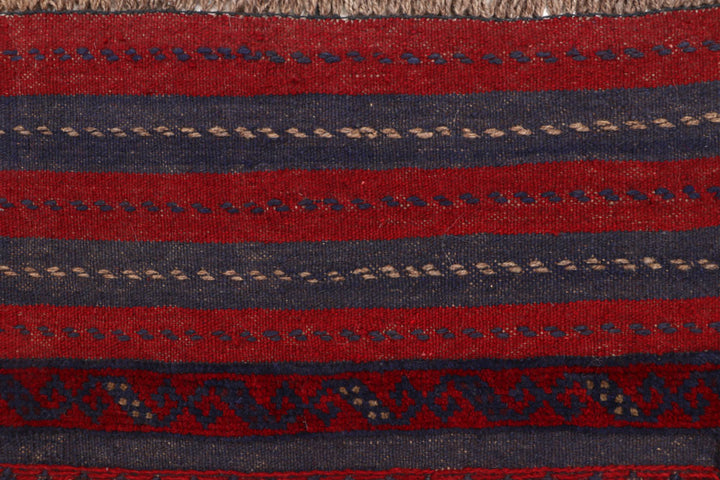 Dark Red Mashwani 2' 3 x 8' 2 - No. 63655 - ALRUG Rug Store