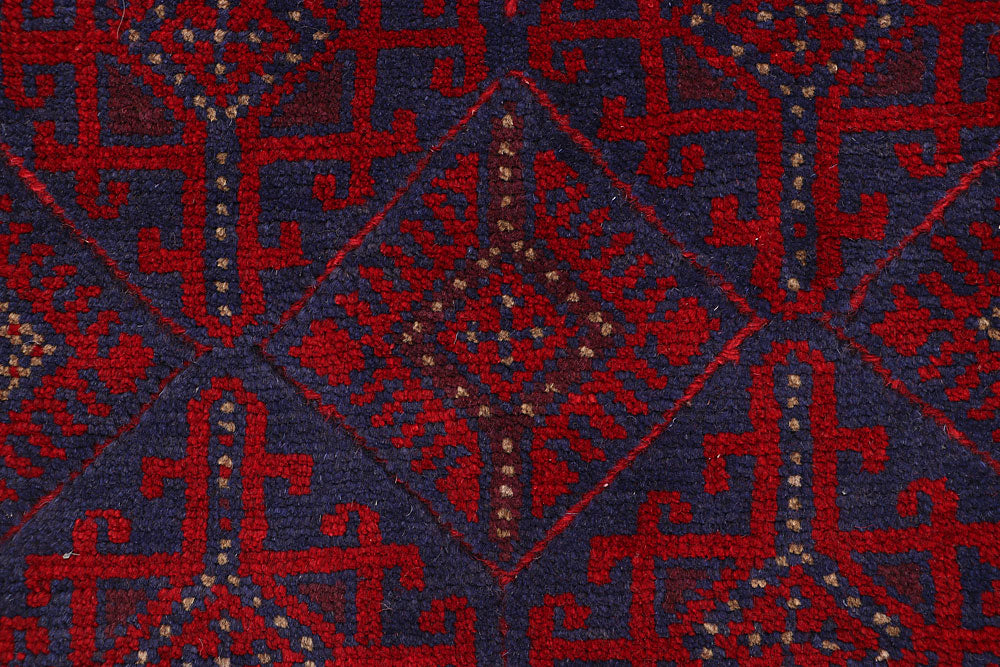 Dark Red Mashwani 2' 3 x 8' 2 - No. 63655 - ALRUG Rug Store