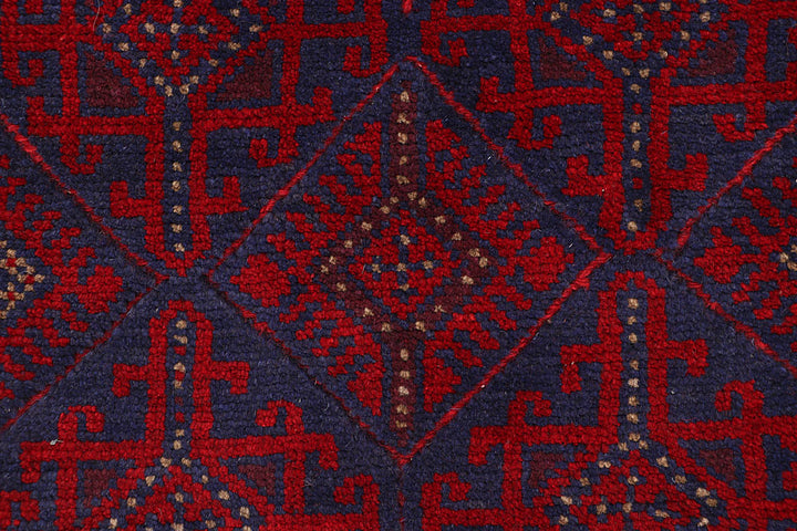 Dark Red Mashwani 2' 3 x 8' 2 - No. 63655 - ALRUG Rug Store