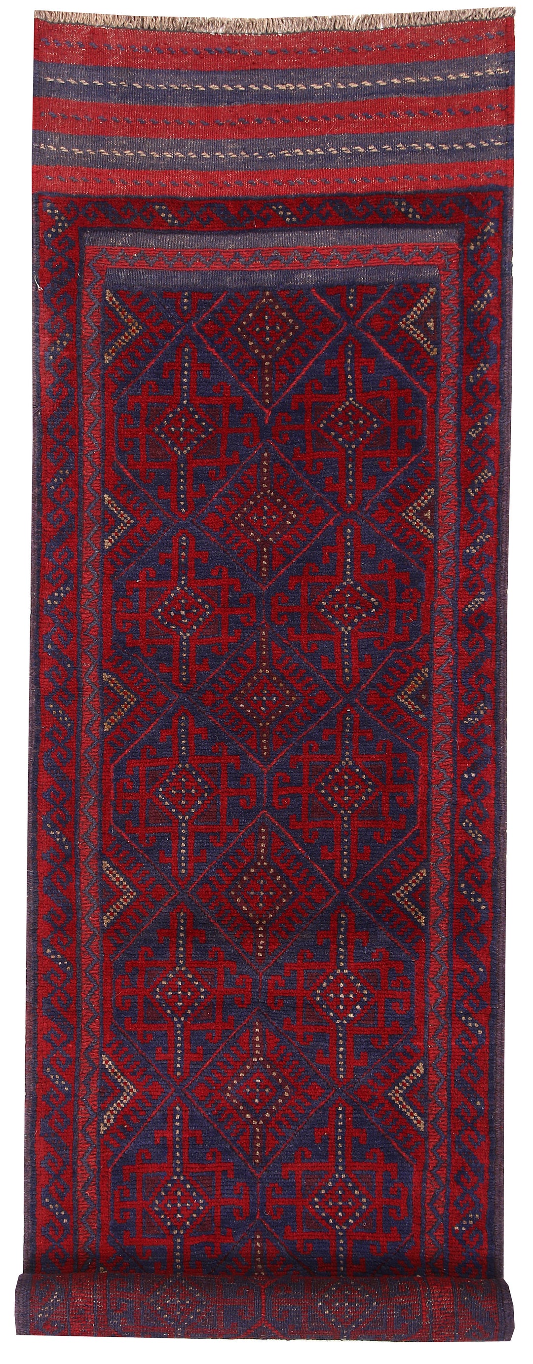 Dark Red Mashwani 2' 3 x 8' 2 - No. 63655 - ALRUG Rug Store