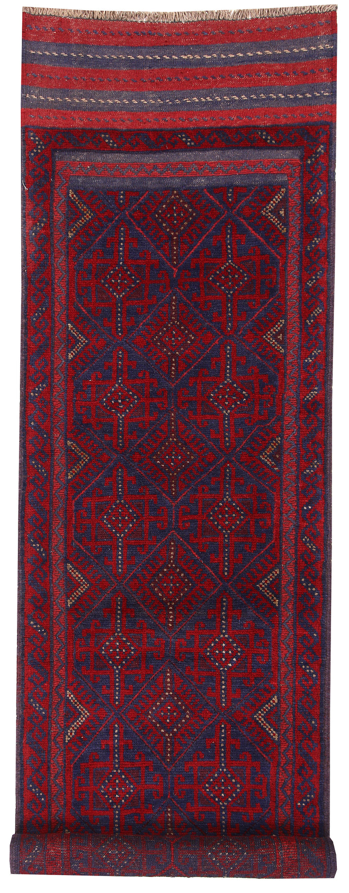 Dark Red Mashwani 2' 3 x 8' 2 - No. 63655 - ALRUG Rug Store