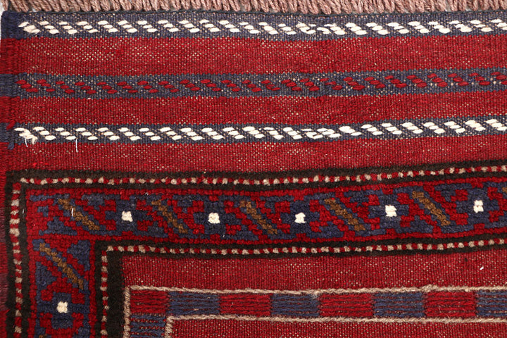 Dark Red Mashwani 2' 2 x 8' 1 - No. 63656 - ALRUG Rug Store