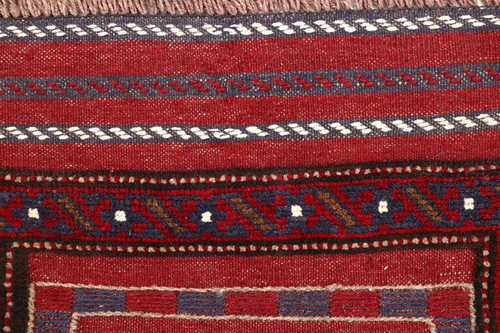 Dark Red Mashwani 2' 2 x 8' 1 - No. 63656 - ALRUG Rug Store