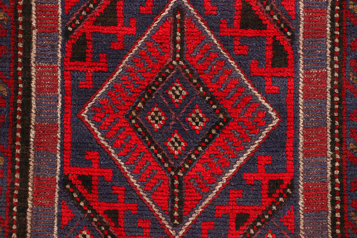 Dark Red Mashwani 2' 2 x 8' 1 - No. 63656 - ALRUG Rug Store