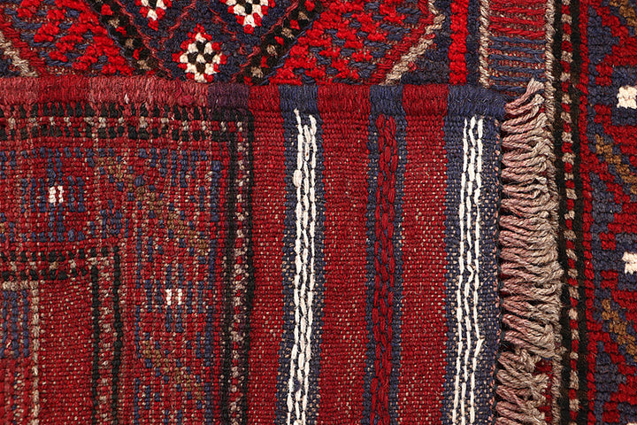 Dark Red Mashwani 2' 2 x 8' 1 - No. 63656 - ALRUG Rug Store