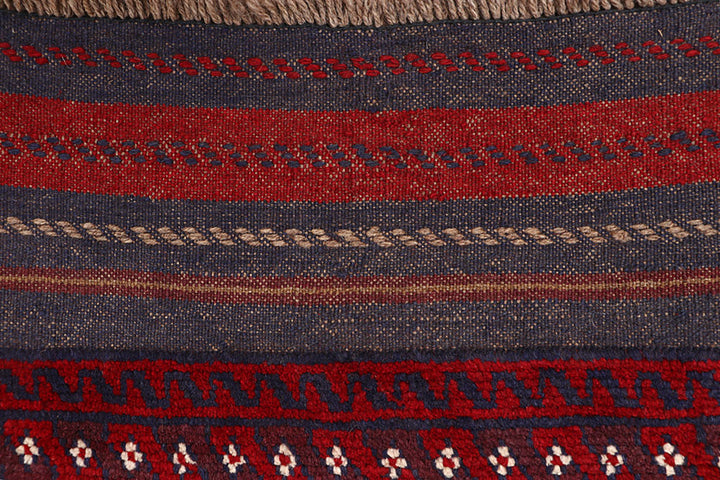 Dark Red Mashwani 2' 1 x 8' 2 - No. 63657 - ALRUG Rug Store