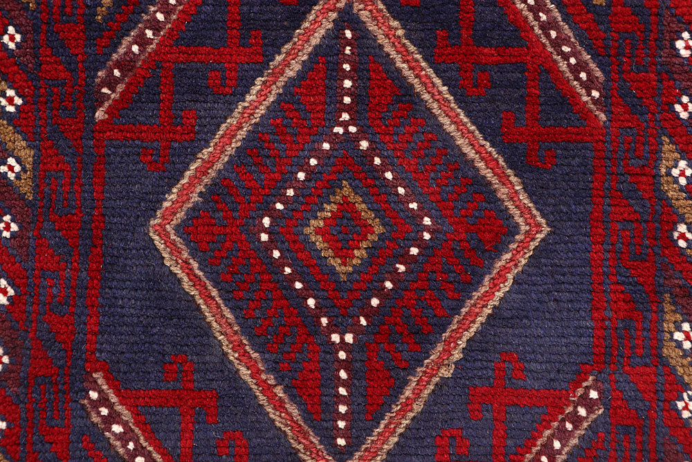 Dark Red Mashwani 2' 1 x 8' 2 - No. 63657 - ALRUG Rug Store