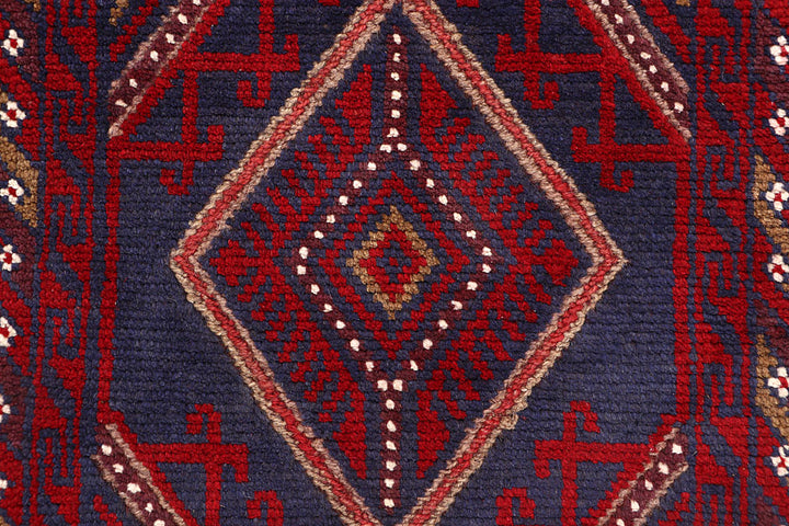 Dark Red Mashwani 2' 1 x 8' 2 - No. 63657 - ALRUG Rug Store