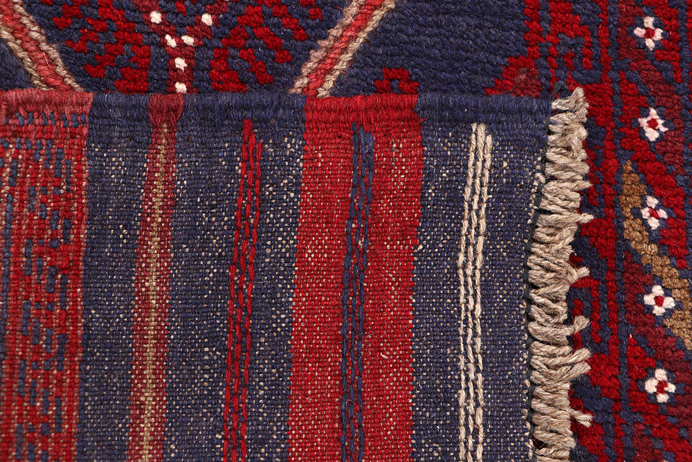 Dark Red Mashwani 2' 1 x 8' 2 - No. 63657 - ALRUG Rug Store