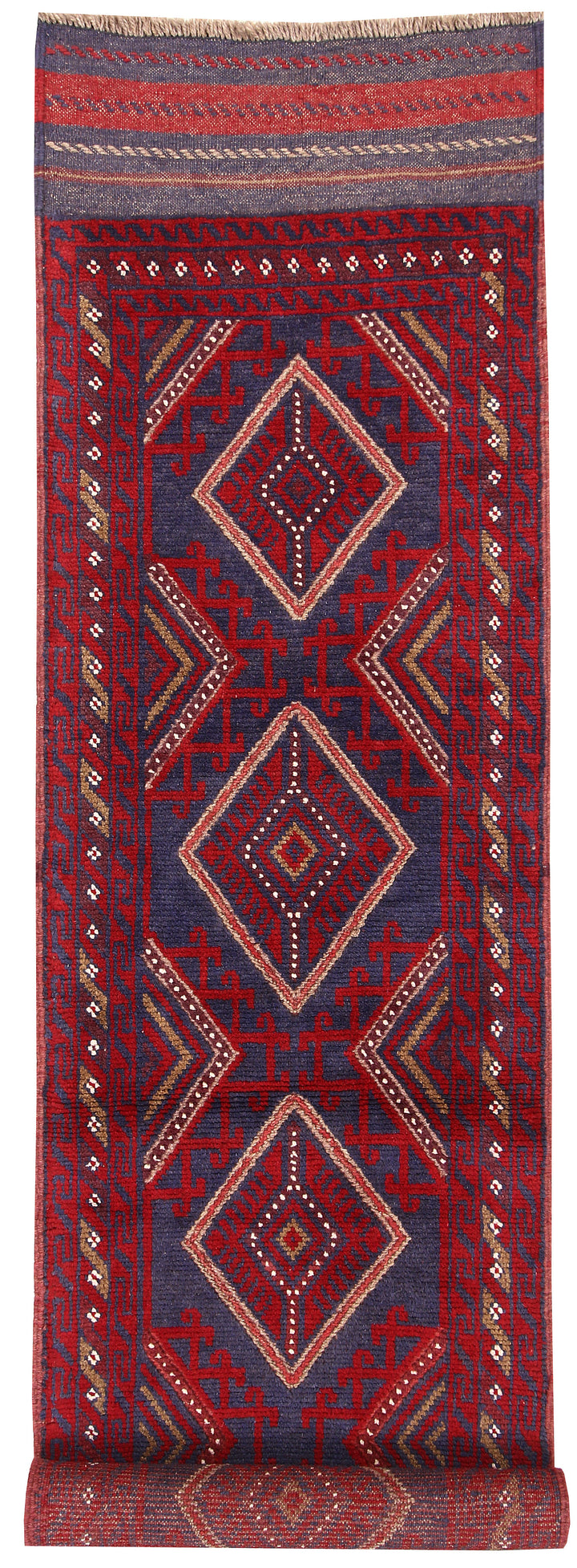 Dark Red Mashwani 2' 1 x 8' 2 - No. 63657 - ALRUG Rug Store