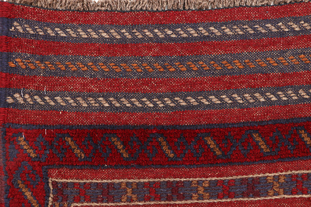 Dark Red Mashwani 2' 1 x 8' 2 - No. 63658 - ALRUG Rug Store