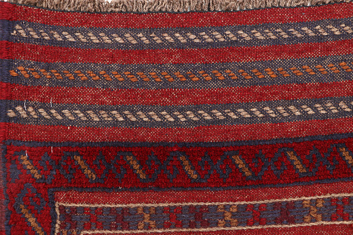 Dark Red Mashwani 2' 1 x 8' 2 - No. 63658 - ALRUG Rug Store