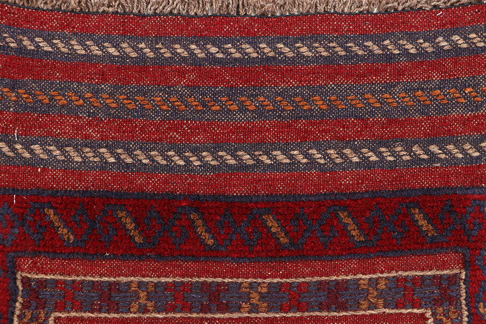 Dark Red Mashwani 2' 1 x 8' 2 - No. 63658 - ALRUG Rug Store