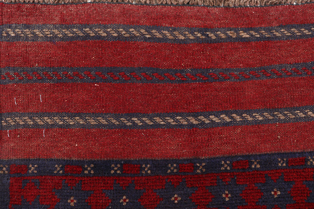 Dark Red Mashwani 2' 2 x 8' - No. 63659 - ALRUG Rug Store
