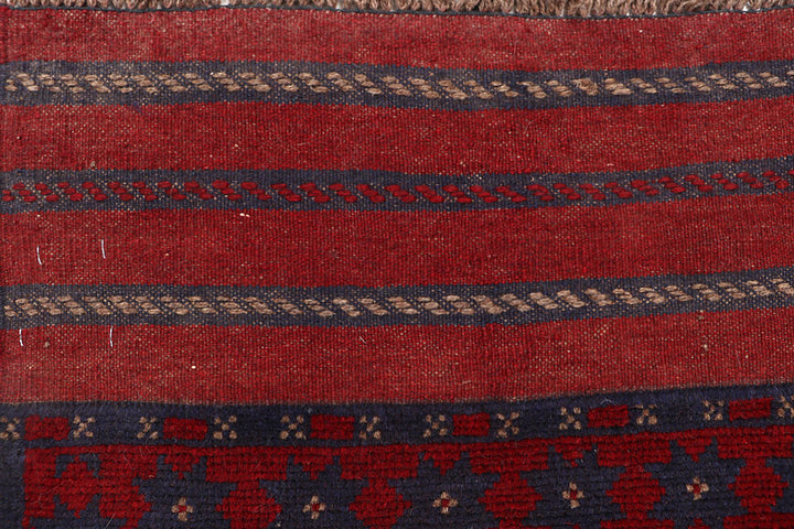 Dark Red Mashwani 2' 2 x 8' - No. 63659 - ALRUG Rug Store