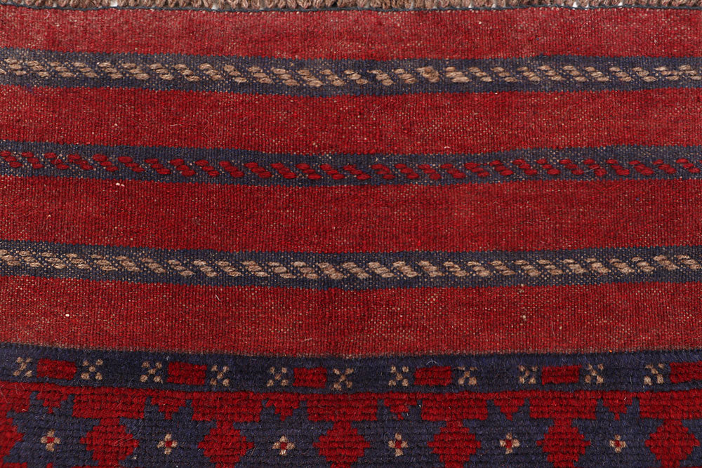 Dark Red Mashwani 2' 2 x 8' - No. 63659 - ALRUG Rug Store