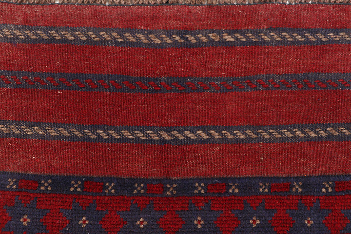 Dark Red Mashwani 2' 2 x 8' - No. 63659 - ALRUG Rug Store