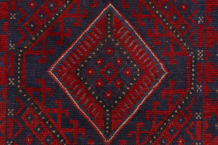 Dark Red Mashwani 2' 2 x 8' - No. 63659 - ALRUG Rug Store