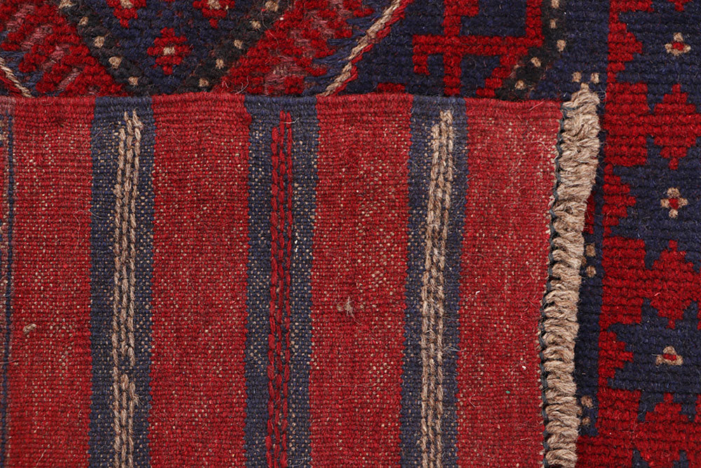 Dark Red Mashwani 2' 2 x 8' - No. 63659 - ALRUG Rug Store