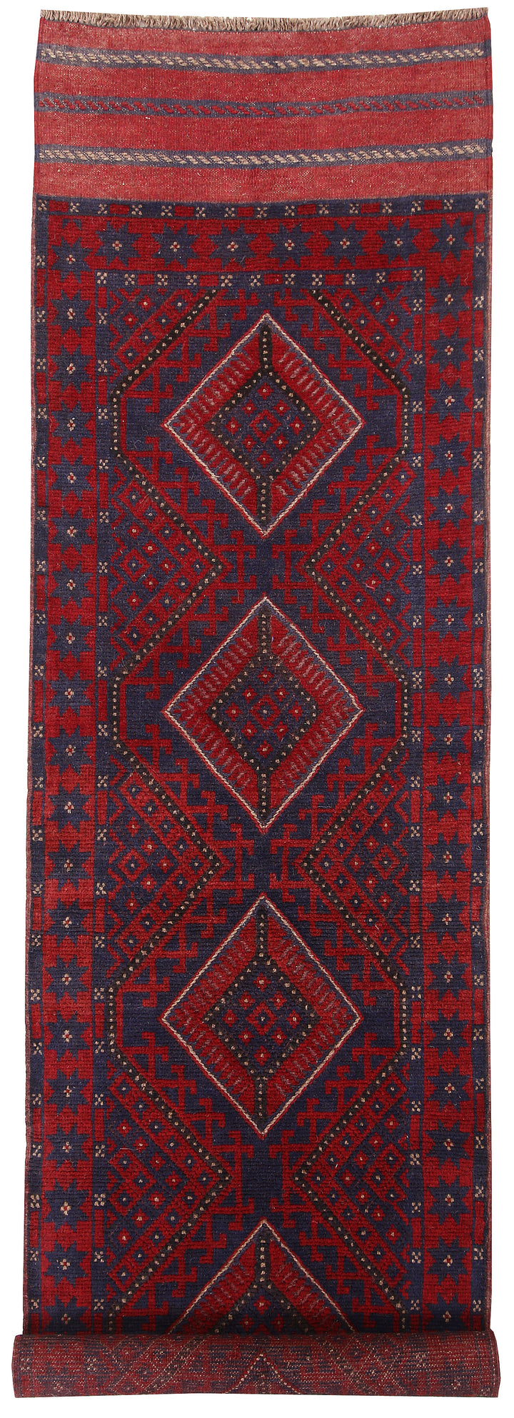 Dark Red Mashwani 2' 2 x 8' - No. 63659 - ALRUG Rug Store