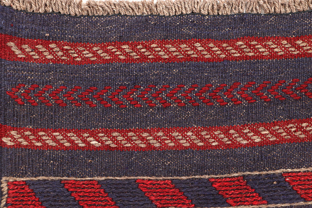 Dark Red Mashwani 2' x 7' 10 - No. 63661 - ALRUG Rug Store