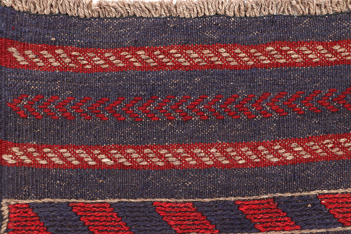 Dark Red Mashwani 2' x 7' 10 - No. 63661 - ALRUG Rug Store