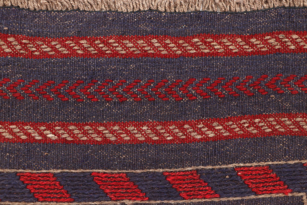 Dark Red Mashwani 2' x 7' 10 - No. 63661 - ALRUG Rug Store