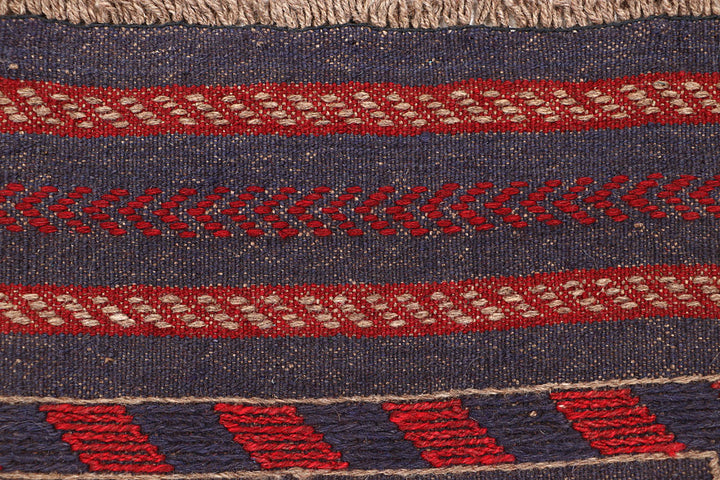 Dark Red Mashwani 2' x 7' 10 - No. 63661 - ALRUG Rug Store