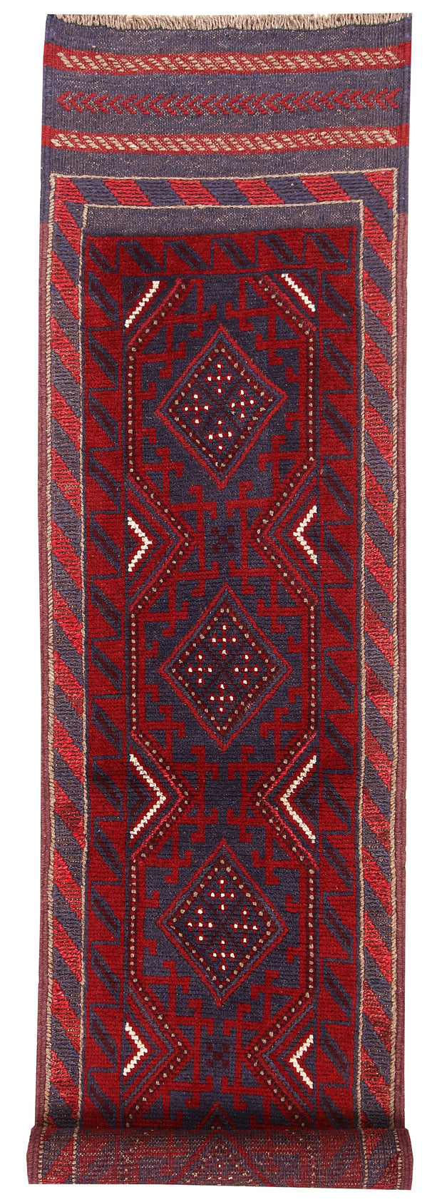 Dark Red Mashwani 2' x 7' 10 - No. 63661 - ALRUG Rug Store