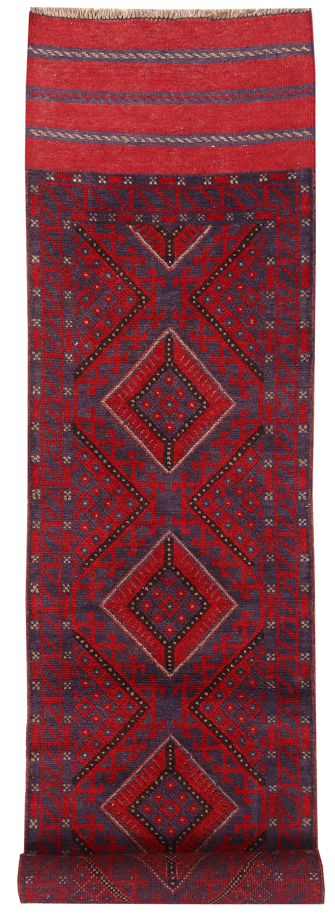 Dark Red Mashwani 2' x 8' 11 - No. 63662 - ALRUG Rug Store