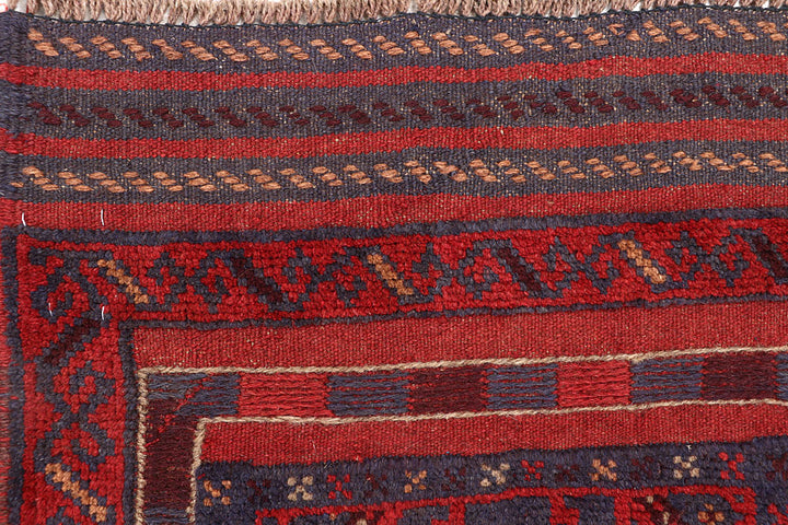 Dark Red Mashwani 2' 1 x 8' 3 - No. 63663 - ALRUG Rug Store