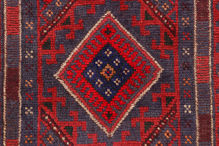 Dark Red Mashwani 2' 1 x 8' 3 - No. 63663 - ALRUG Rug Store
