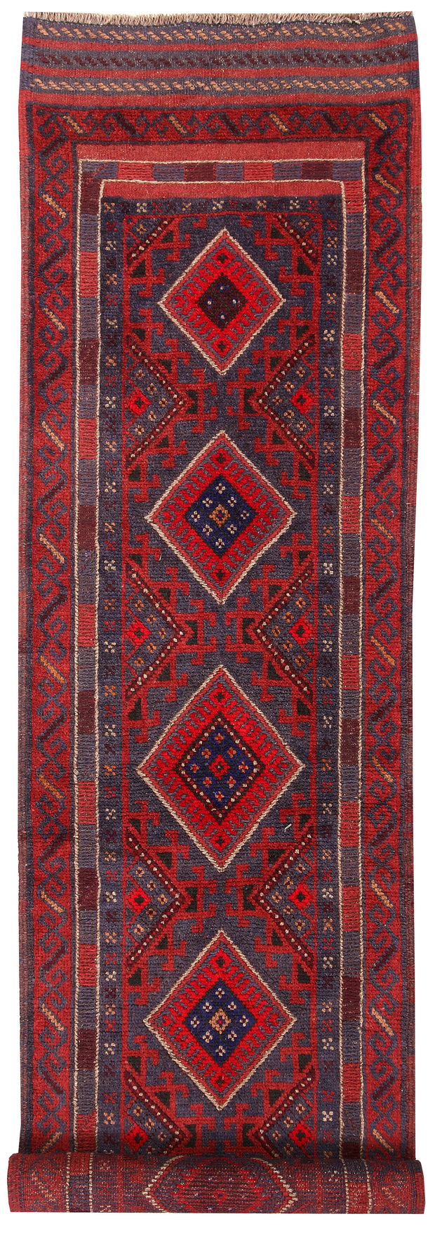 Dark Red Mashwani 2' 1 x 8' 3 - No. 63663 - ALRUG Rug Store