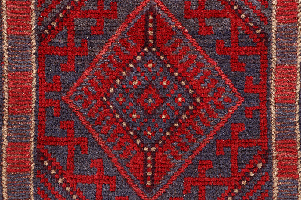 Dark Red Mashwani 2' x 7' 9 - No. 63665 - ALRUG Rug Store