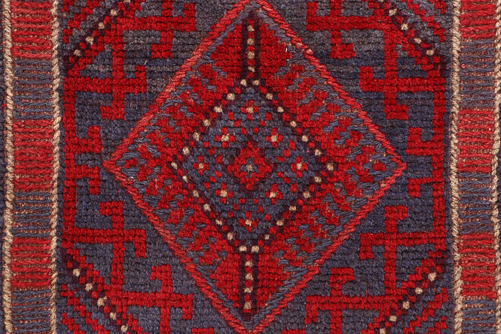 Dark Red Mashwani 2' x 7' 9 - No. 63665 - ALRUG Rug Store
