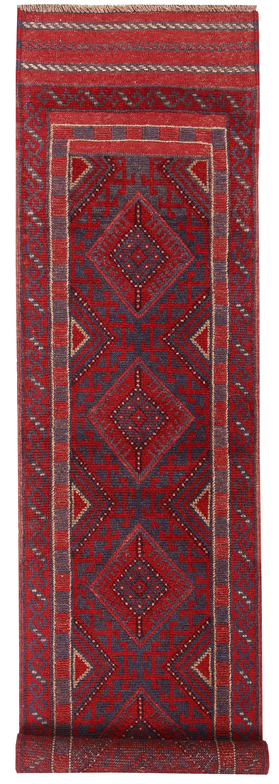Dark Red Mashwani 2' x 7' 9 - No. 63665 - ALRUG Rug Store