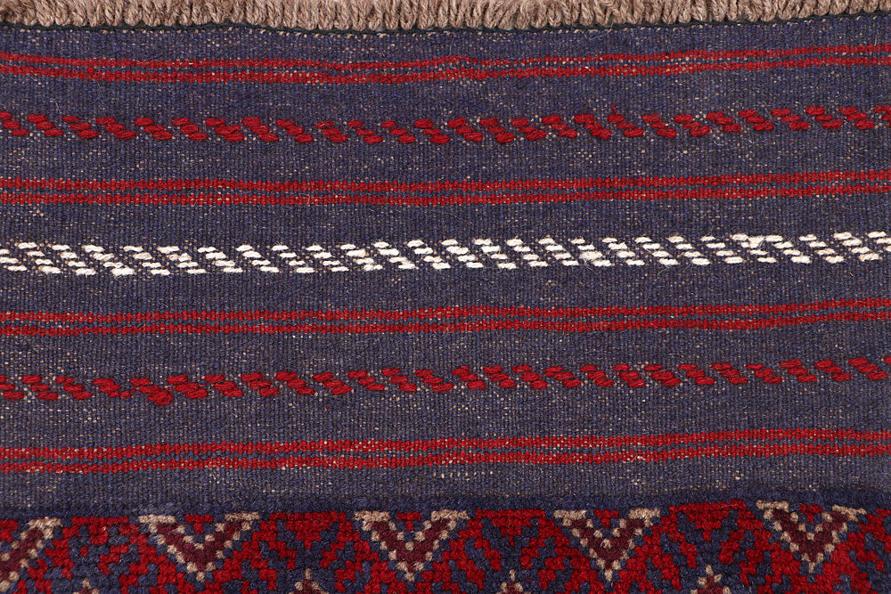 Dark Red Mashwani 2' 2 x 8' 2 - No. 63668 - ALRUG Rug Store