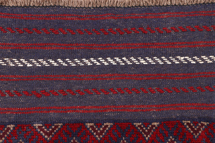 Dark Red Mashwani 2' 2 x 8' 2 - No. 63668 - ALRUG Rug Store