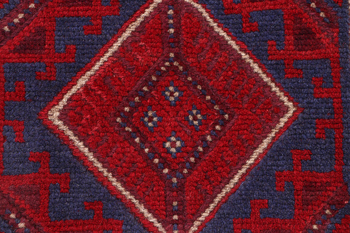 Dark Red Mashwani 2' 2 x 8' 2 - No. 63668 - ALRUG Rug Store