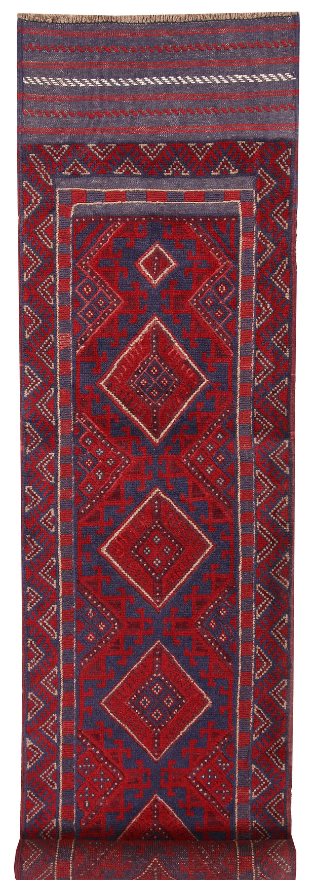 Dark Red Mashwani 2' 2 x 8' 2 - No. 63668 - ALRUG Rug Store