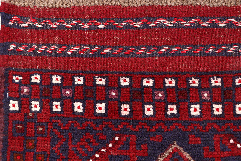Dark Red Mashwani 2' 2 x 8' 10 - No. 63669 - ALRUG Rug Store