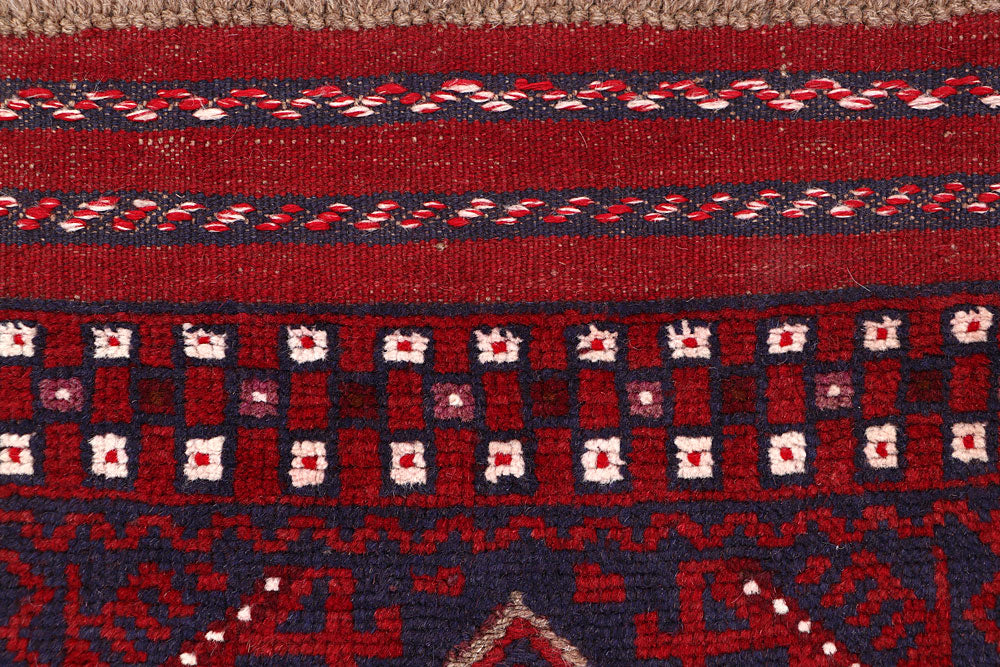 Dark Red Mashwani 2' 2 x 8' 10 - No. 63669 - ALRUG Rug Store