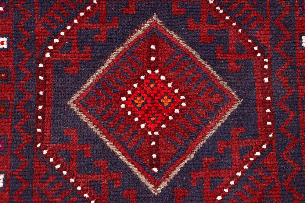 Dark Red Mashwani 2' 2 x 8' 10 - No. 63669 - ALRUG Rug Store