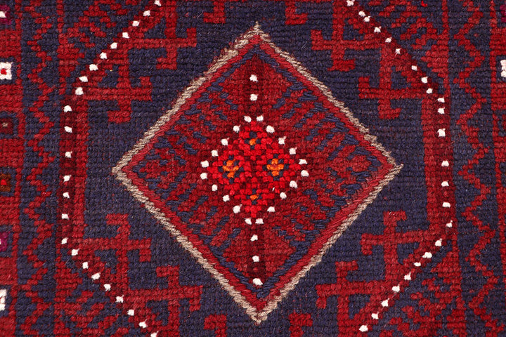 Dark Red Mashwani 2' 2 x 8' 10 - No. 63669 - ALRUG Rug Store