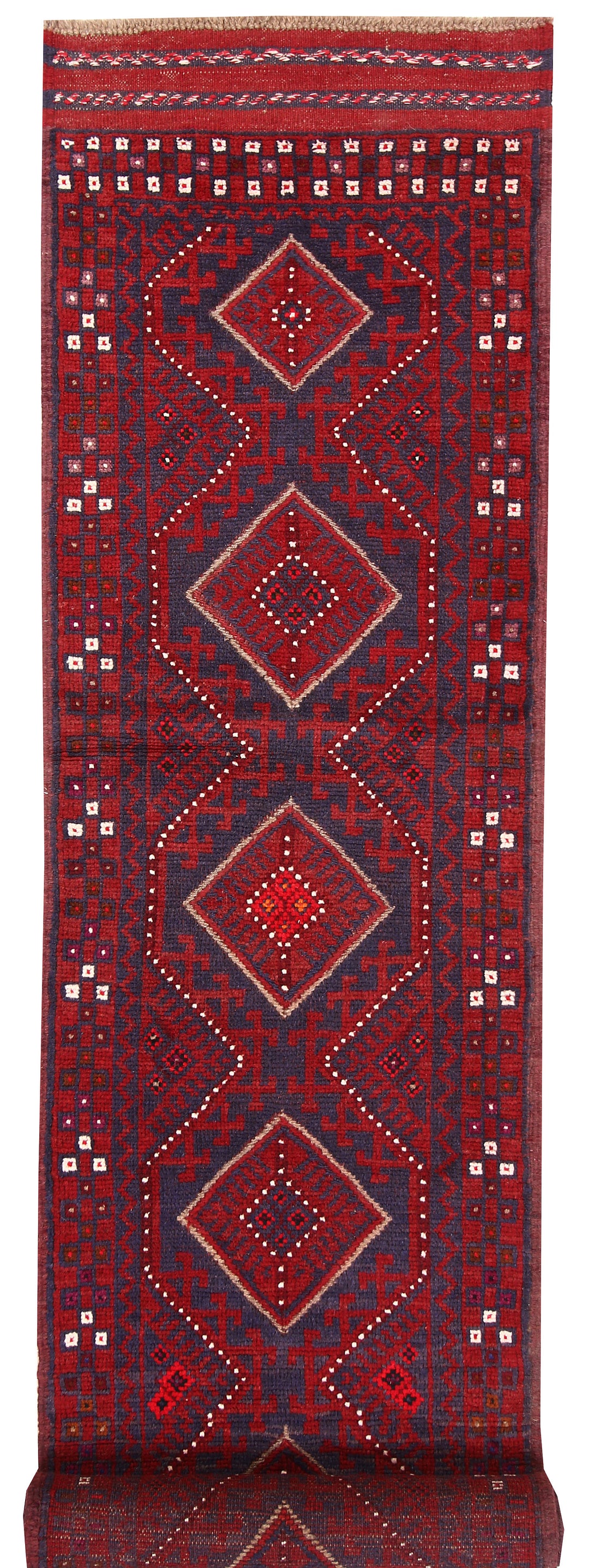 Dark Red Mashwani 2' 2 x 8' 10 - No. 63669 - ALRUG Rug Store