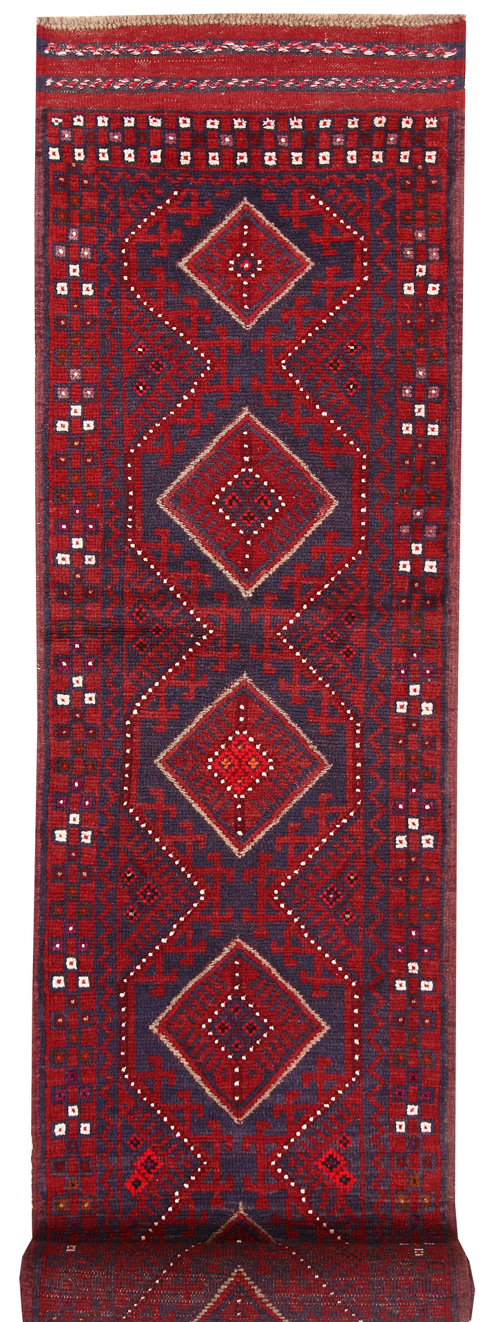 Dark Red Mashwani 2' 2 x 8' 10 - No. 63669 - ALRUG Rug Store