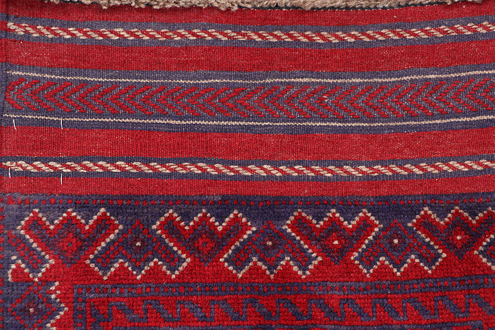 Dark Red Mashwani 2' x 8' 2 - No. 63670 - ALRUG Rug Store