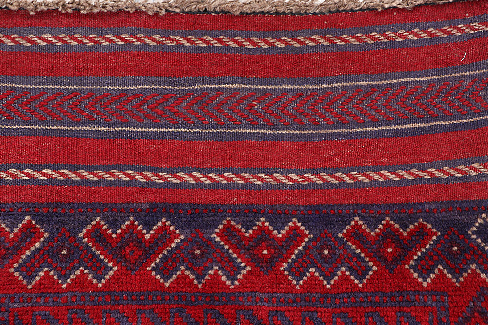 Dark Red Mashwani 2' x 8' 2 - No. 63670 - ALRUG Rug Store